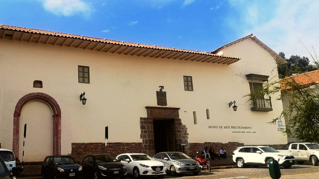 Front view of the Museo de Arte Precolombino in Cusco, Peru, showcasing ancient Andean art - Inka Trail Peru.info